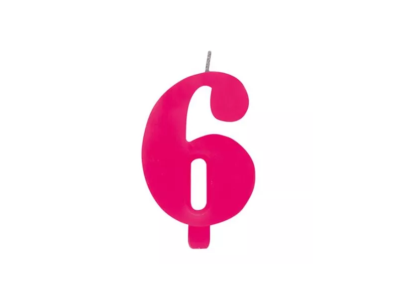 Candelina per Torta - Numero 6 (Rosa)