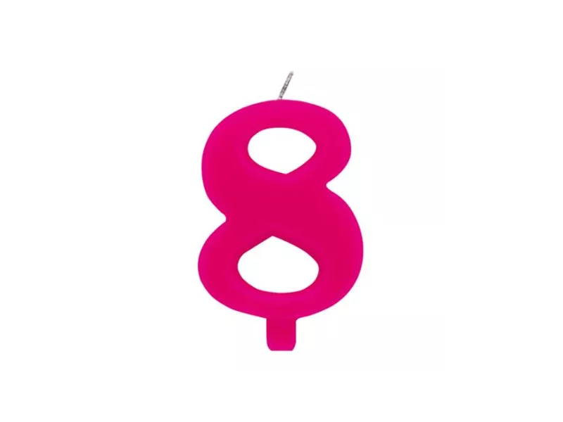 Candelina per Torta - Numero 8 (Rosa)