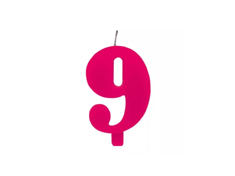 Candelina per Torta - Numero 9 (Rosa)