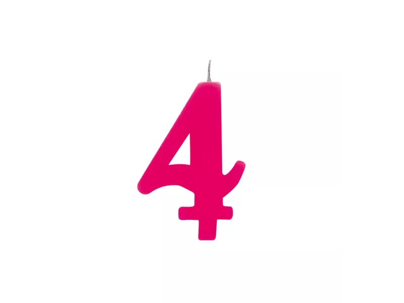 Candelina per Torta - Numero 4 (Rosa)