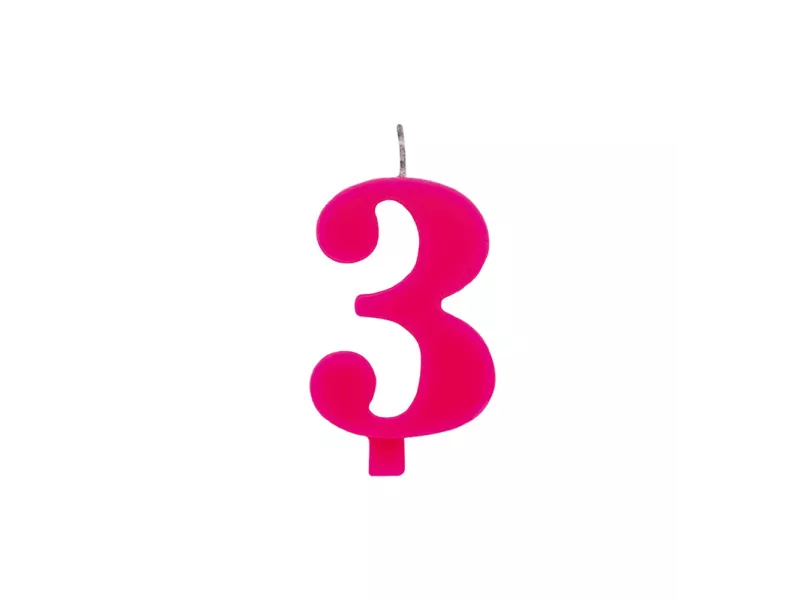 Candelina per Torta - Numero 3 (Rosa)