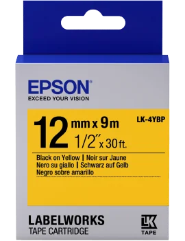 Nastro Originale Epson S654008 LK-4YBP - 12 mm x 9 m - Laminato (Nero su Giallo)
