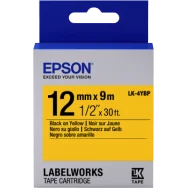Nastro Originale Epson S654008 LK-4YBP - 12 mm x 9 m - Laminato (Nero su Giallo)