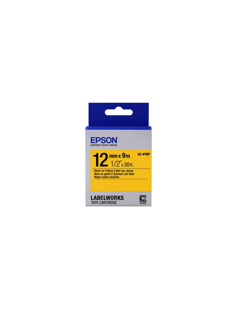 Nastro Originale Epson S654008 LK-4YBP - 12 mm x 9 m - Laminato (Nero su Giallo) Nastro Originale Epson S654008 LK-4YBP - 12 mm x 9 m - Laminato (Nero su Giallo)