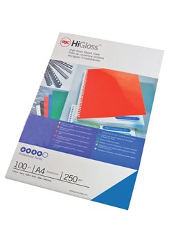 Copertine in Cartoncino per Rilegatura HiGloss GBC - A4 Lucida - CE020020 (Blu Conf. 100)