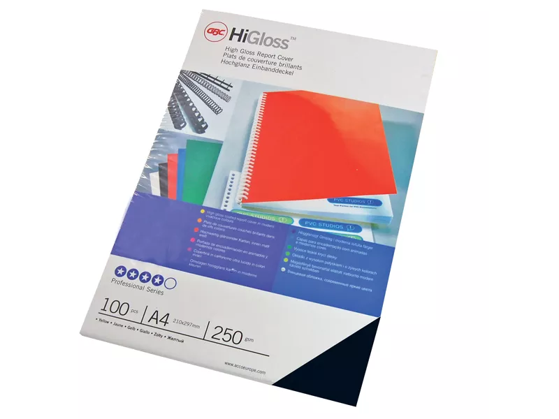 Copertine in Cartoncino per Rilegatura HiGloss GBC - A4 Lucida - CE020010 (Nero Conf. 100)