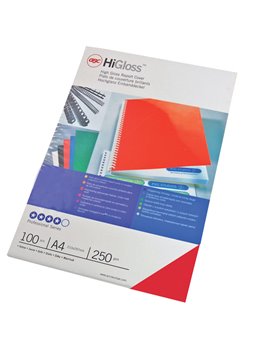 Copertine in Cartoncino per Rilegatura HiGloss GBC - A4 Lucida - CE020030 (Rosso Conf. 100)