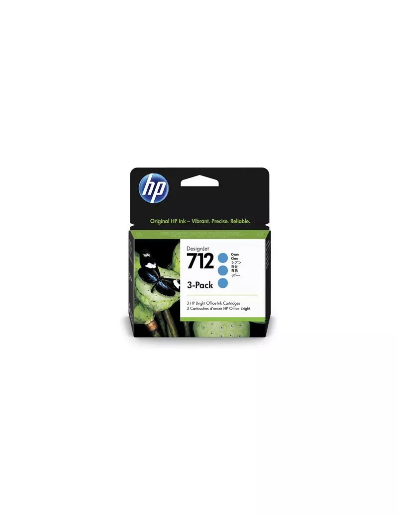 Multipack Cartucce Originali HP 3ED77A 712 (Ciano 29 ml Conf. 3) Multipack Cartucce Originali HP 3ED77A 712 (Ciano 29 ml Conf. 3)