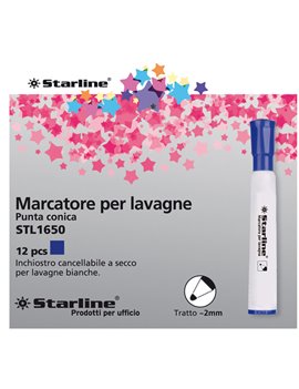 Marcatore per Lavagne Starline - Punta Tonda - 2 mm (Blu Conf. 12)