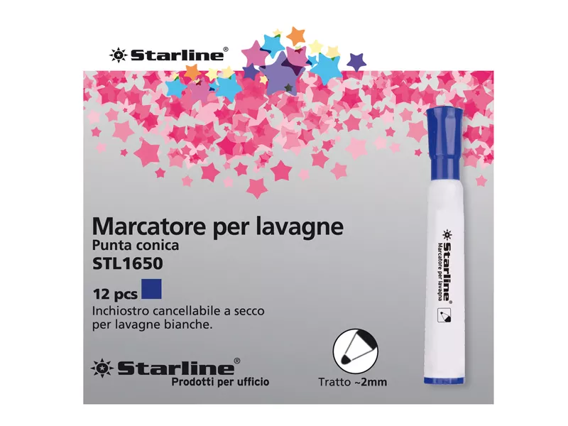 Marcatore per Lavagne Starline - Punta Tonda - 2 mm (Blu Conf. 12)