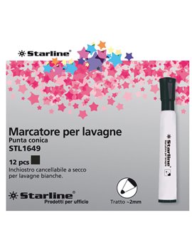 Marcatore per Lavagne Starline - Punta Tonda - 2 mm (Nero Conf. 12)