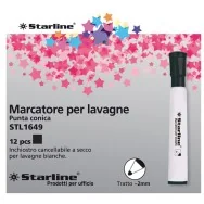 Marcatore per Lavagne Starline - Punta Tonda - 2 mm (Nero Conf. 12)