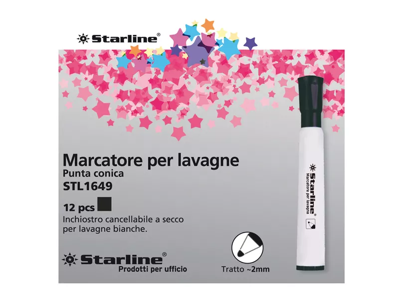 Marcatore per Lavagne Starline - Punta Tonda - 2 mm (Nero Conf. 12)