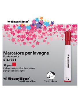 Marcatore per Lavagne Starline - Punta Tonda - 2 mm (Rosso Conf. 12)