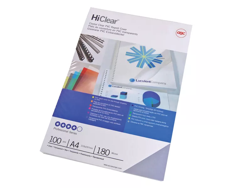 Copertine in PVC per Rilegatura Hi-Clear GBC - A4 - 240 Micron - CE012480 (Trasparente Conf. 100)