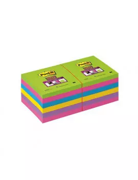 Post-it Super Sticky Ultracolor 654-12 3M - 76x76 mm - 20556 (Turchese Malva Girasole Fucsia e Lime Conf. 12)