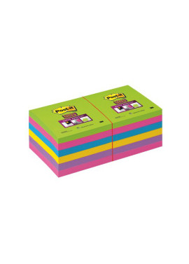 Post-it Super Sticky Ultracolor 654-12 3M - 76x76 mm - 20556 (Turchese Malva Girasole Fucsia e Lime Conf. 12)