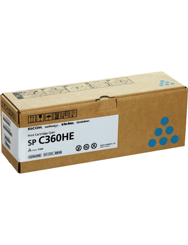 Toner Originale Ricoh 408185 SP C360HE (Ciano 5000 pagine) Toner Originale Ricoh 408185 SP C360HE (Ciano 5000 pagine)