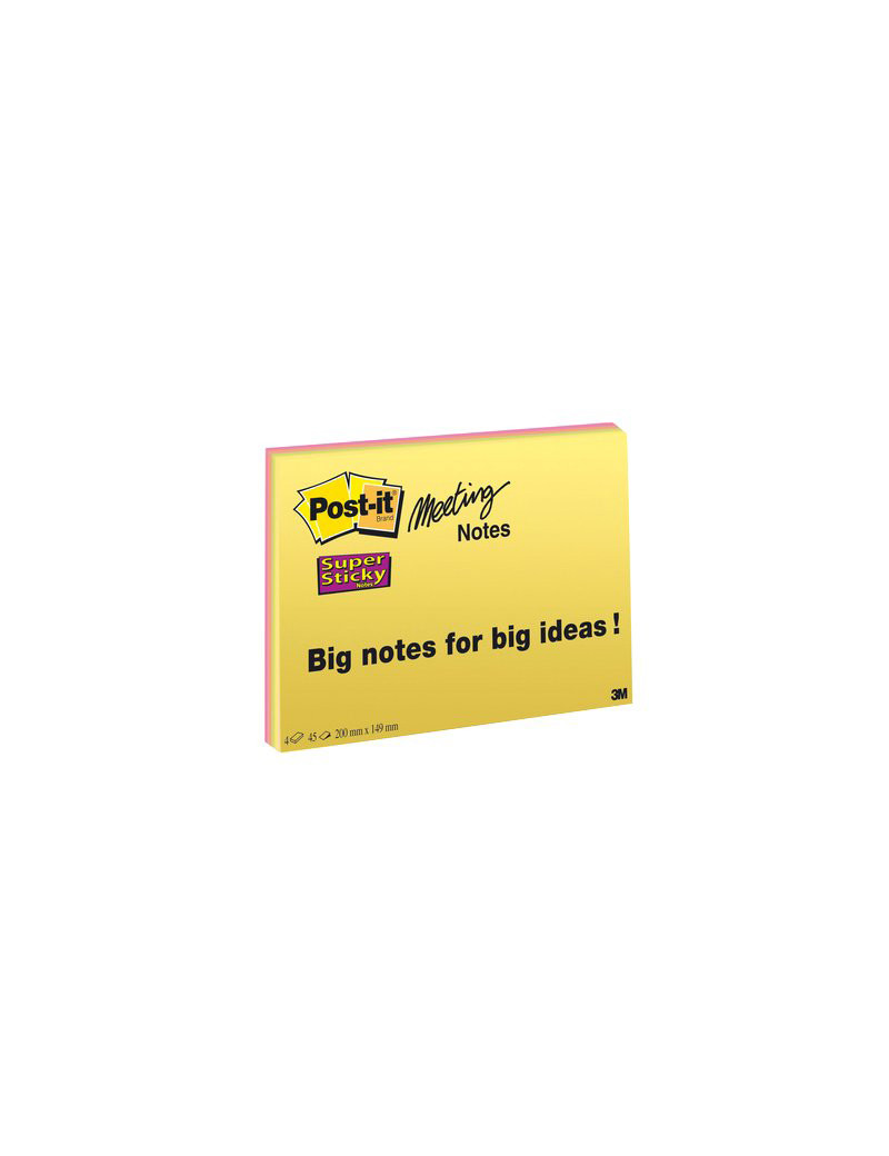 Post-it SuperSticky Meeting Note Large 3M - 200x149 mm (Assortiti Conf. 4)