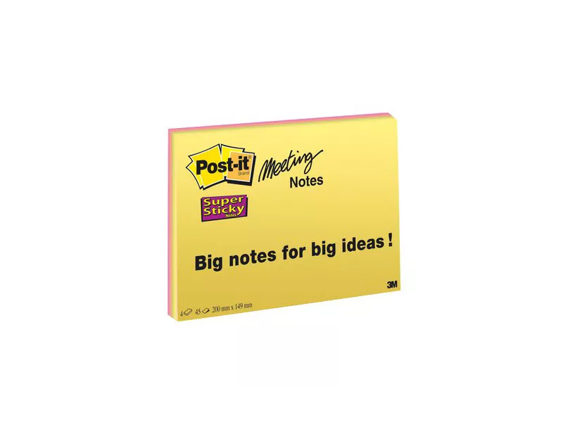 Post-it SuperSticky Meeting Note Large 3M - 200x149 mm (Assortiti Conf. 4)