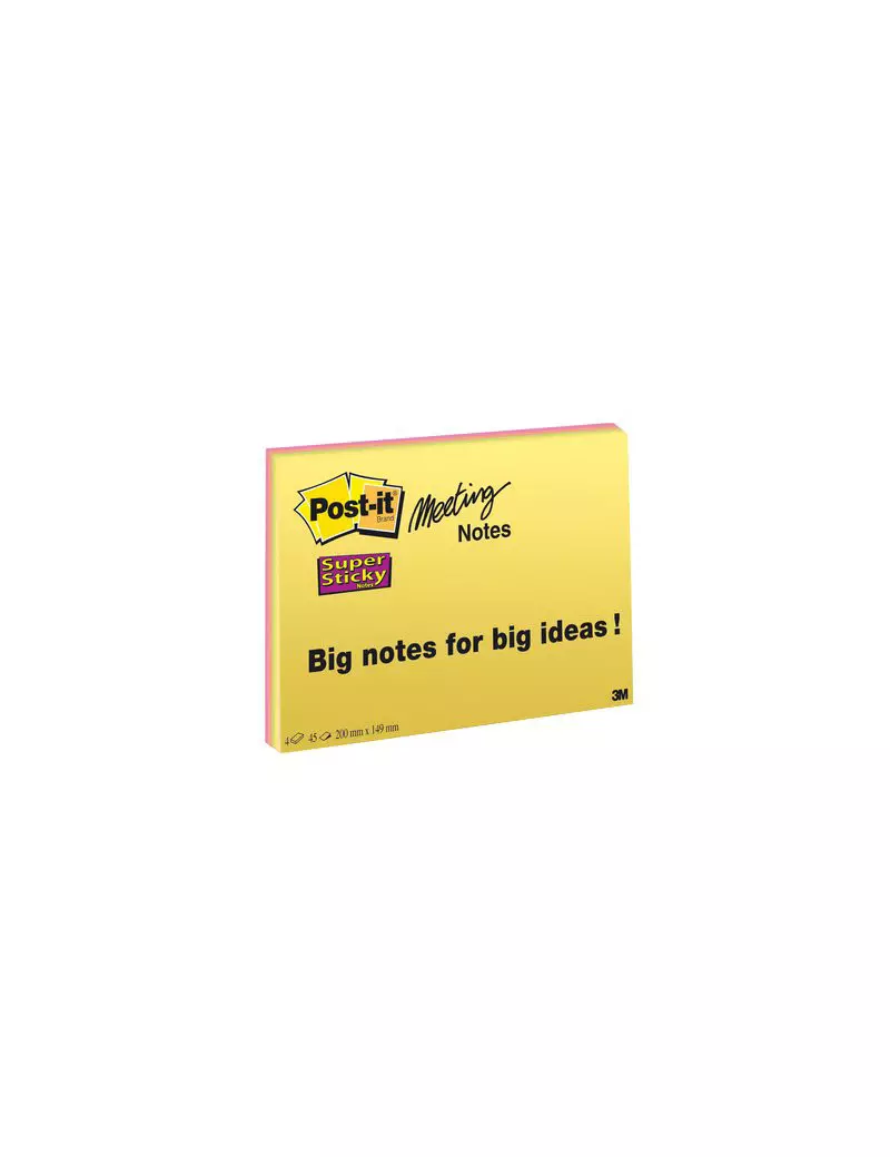 Post-it SuperSticky Meeting Note Large 3M - 200x149 mm (Assortiti Conf. 4)