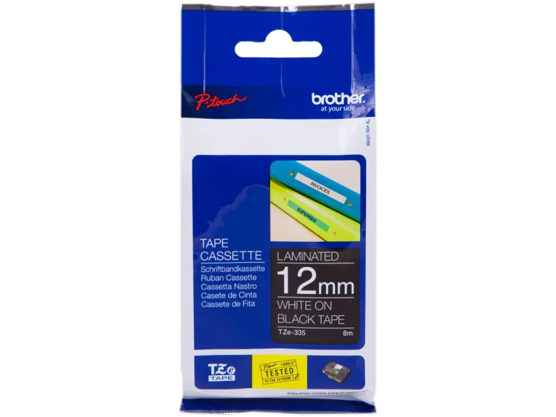 Nastro Originale Brother TZe-335 - 12 mm x 8 m - Laminato (Bianco su Nero) Nastro Originale Brother TZe-335 - 12 mm x 8 m - Laminato (Bianco su Nero)