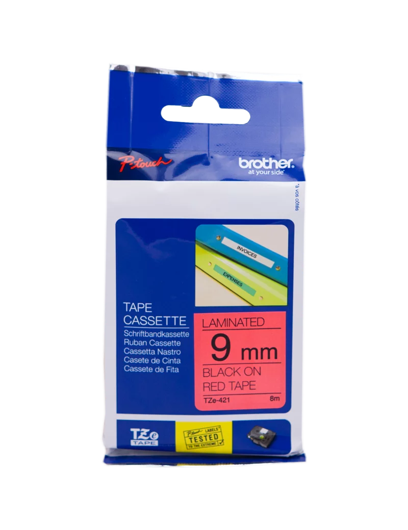 Nastro Originale Brother TZe-421 - 9 mm x 8 m - Laminato (Nero su Rosso) Nastro Originale Brother TZe-421 - 9 mm x 8 m - Laminato (Nero su Rosso)