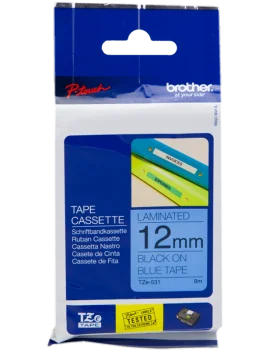 Nastro Originale Brother TZe-531 - 12 mm x 8 m - Laminato (Nero su Blu)