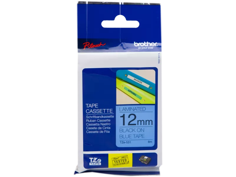 Nastro Originale Brother TZe-531 - 12 mm x 8 m - Laminato (Nero su Blu) Nastro Originale Brother TZe-531 - 12 mm x 8 m - Laminato (Nero su Blu)