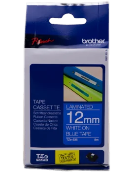 Nastro Originale Brother TZe-535 - 12 mm x 8 m - Laminato (Bianco su Blu)