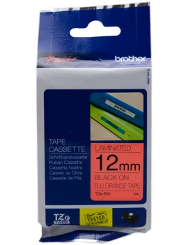 Nastro Originale Brother TZe-B31 - 12 mm x 5 m - Laminato (Nero su Arancione)