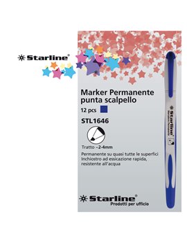 Marcatore Permanente Starline - Punta Scalpello - 2-4 mm (Blu Conf. 12)