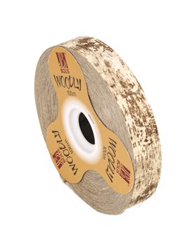 Nastro Bifacciale per Regali Woodly Bolis - 24 mm x 100 m - 51282421044 (Corteccia e Avorio)