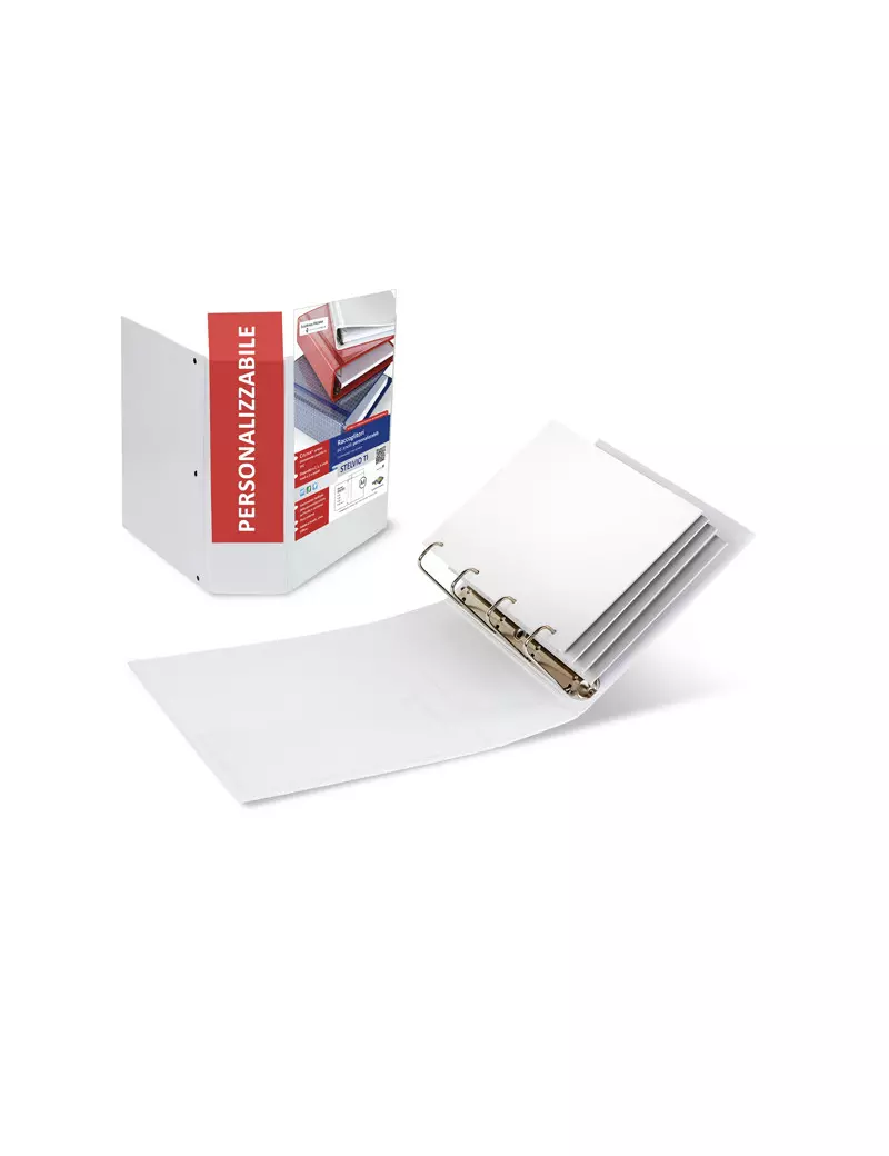 Raccoglitore Personalizzabile Stelvio TI Sei Rota - A4 - 4 Anelli a Q Ø100 mm - 36994601 (Bianco) Raccoglitore Personalizzabile Stelvio TI Sei Rota - A4 - 4 Anelli a Q Ø100 mm - 36994601 (Bianco)