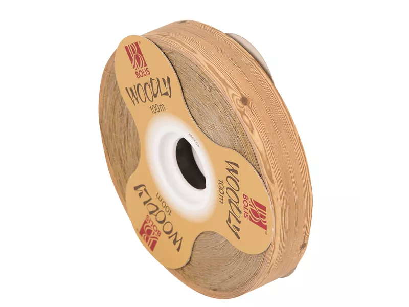 Nastro Bifacciale per Regali Woodly Bolis - 24 mm x 100 m - 51282421082 (Legno Goffrato)