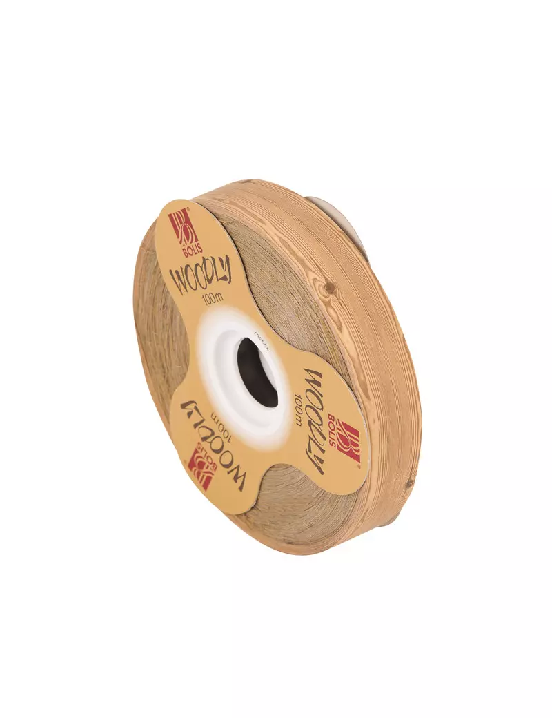 Nastro Bifacciale per Regali Woodly Bolis - 24 mm x 100 m - 51282421082 (Legno Goffrato)