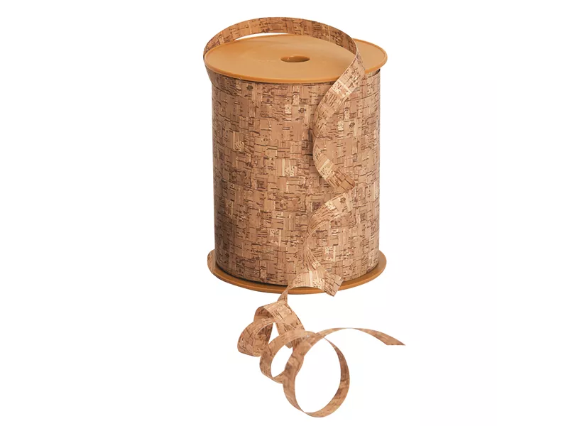 Nastro Bifacciale per Regali Woodly Bolis - 10 mm x 200 m - 51281022070 (Sughero)