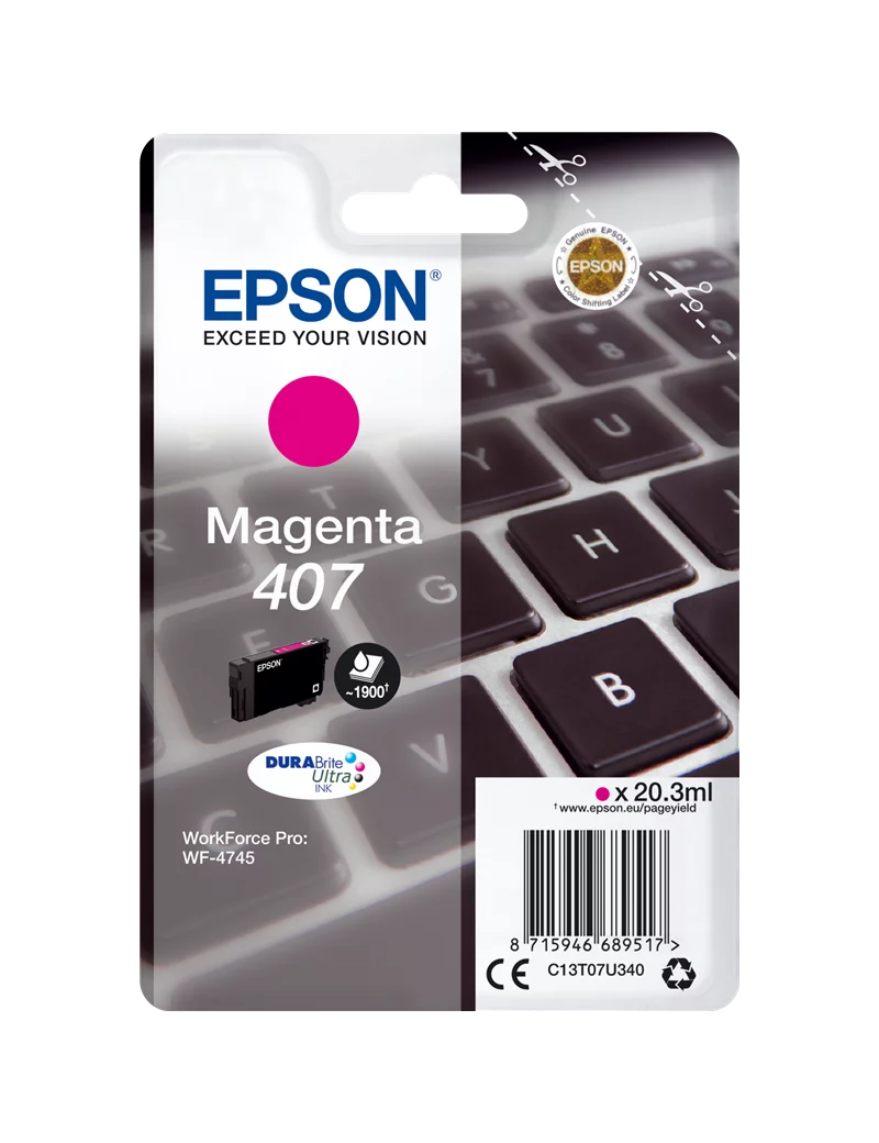 Cartuccia Originale Epson T07U340 407 (Magenta 1900 pagine) Cartuccia Originale Epson T07U340 407 (Magenta 1900 pagine)