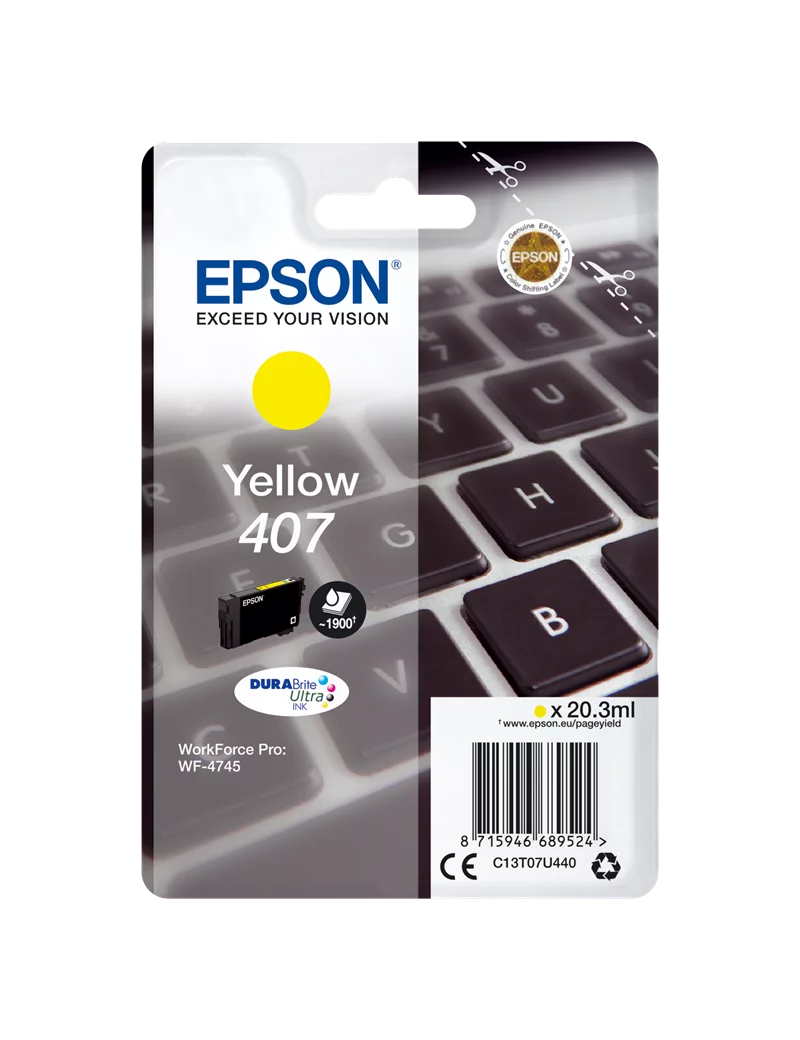 Cartuccia Originale Epson T07U440 407 (Giallo 1900 pagine) Cartuccia Originale Epson T07U440 407 (Giallo 1900 pagine)