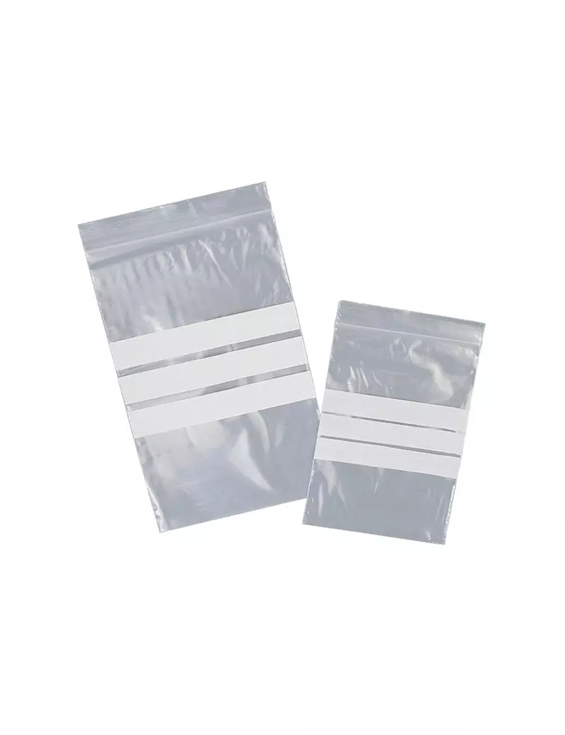 Sacchetto con Chiusura a Zip Viva - 8x12 cm - Bande Scrivibili e Foro - 3070BAD (Trasparente Conf. 100) Sacchetto con Chiusura a Zip Viva - 8x12 cm - Bande Scrivibili e Foro - 3070BAD (Trasparente Conf. 100)