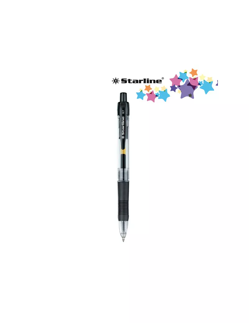 Penna Gel a Scatto Starline - 0,7 mm (Nero Conf. 12)