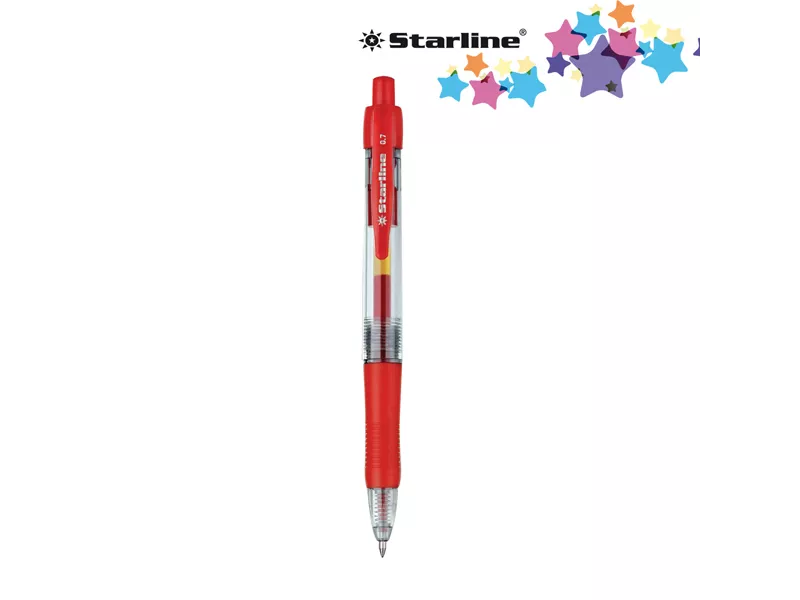 Penna Gel a Scatto Starline - 0,7 mm (Rosso Conf. 12)