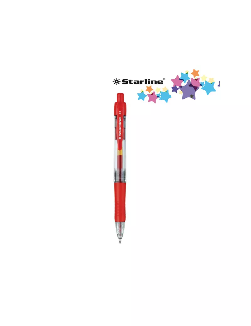 Penna Gel a Scatto Starline - 0,7 mm (Rosso Conf. 12)