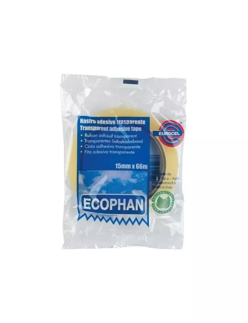 Nastro Adesivo Ecophan Eurocel - 15 mm x 66 m - 001417158 (Trasparente Conf. 10) Nastro Adesivo Ecophan Eurocel - 15 mm x 66 m - 001417158 (Trasparente Conf. 10)