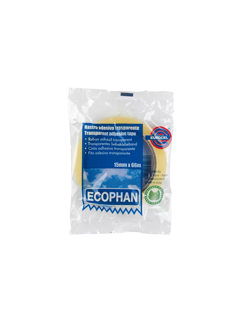 Nastro Adesivo Ecophan Eurocel - 19 mm x 66 m - 001417210 (Trasparente Conf. 8) Nastro Adesivo Ecophan Eurocel - 19 mm x 66 m - 001417210 (Trasparente Conf. 8)