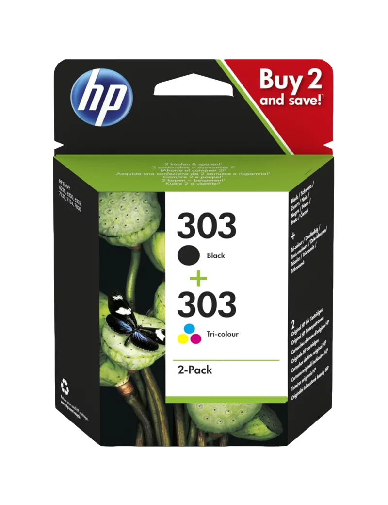 Multipack Cartucce Originali HP 3YM92AE 303 (Nero e Colori Conf. 2) Multipack Cartucce Originali HP 3YM92AE 303 (Nero e Colori Conf. 2)