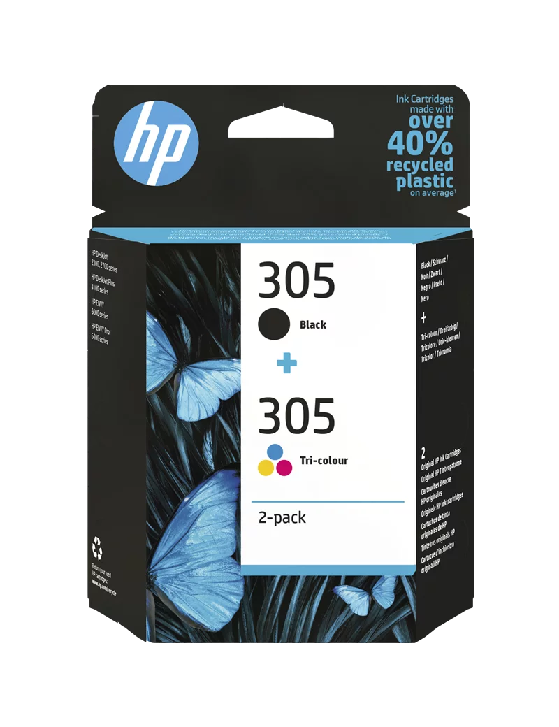 Multipack Cartucce Originali HP 6ZD17AE 305 (Nero e Colori Conf. 2) Multipack Cartucce Originali HP 6ZD17AE 305 (Nero e Colori Conf. 2)