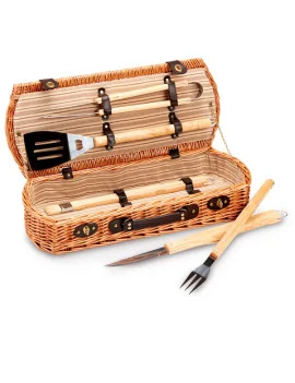 Set Barbecue Garden Friend - Valigetta in Vimini - C951033 (Marrone)