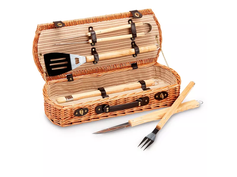 Set Barbecue Garden Friend - Valigetta in Vimini - C951033 (Marrone) Set Barbecue Garden Friend - Valigetta in Vimini - C951033 (Marrone)