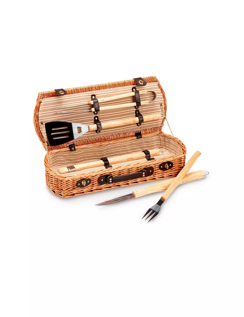 Set Barbecue Garden Friend - Valigetta in Vimini - C951033 (Marrone) Set Barbecue Garden Friend - Valigetta in Vimini - C951033 (Marrone)
